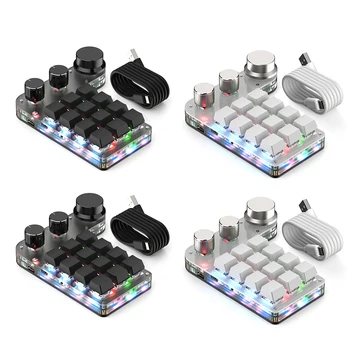Programmable DIY Mechanical Keyboard RGB 12 Keys 3 Knob Custom Macro Keypad Bluetooth/USB Hotswap Keyboard for Macbook Laptop PC 2