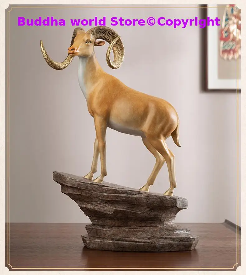 

christmas TOP grade Spiritual ART Bronze carving finance Leader Antelope Decoration GOOD LUCK HOME BAR Company ornament