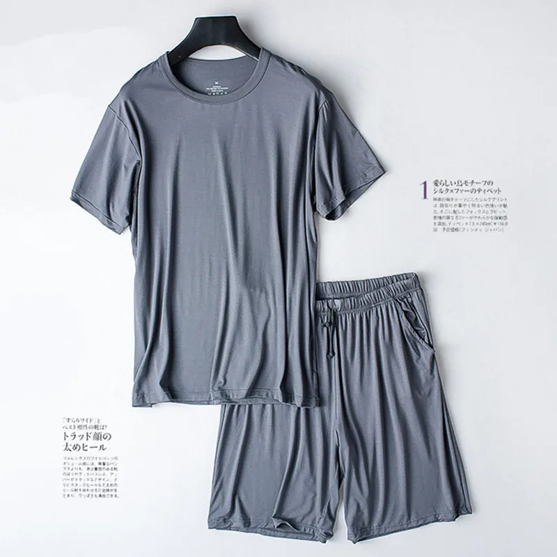 Casual Modal Summer Pajamas Men's Loose Short Sleeve Shorts Sleepwear Male Home Clothes Outwear Sports Wear Set Pijama Hombre