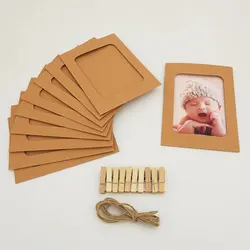 DIY Creative Photo Frame Hanging Album with Linen Rope and Clip Set (Coffee)