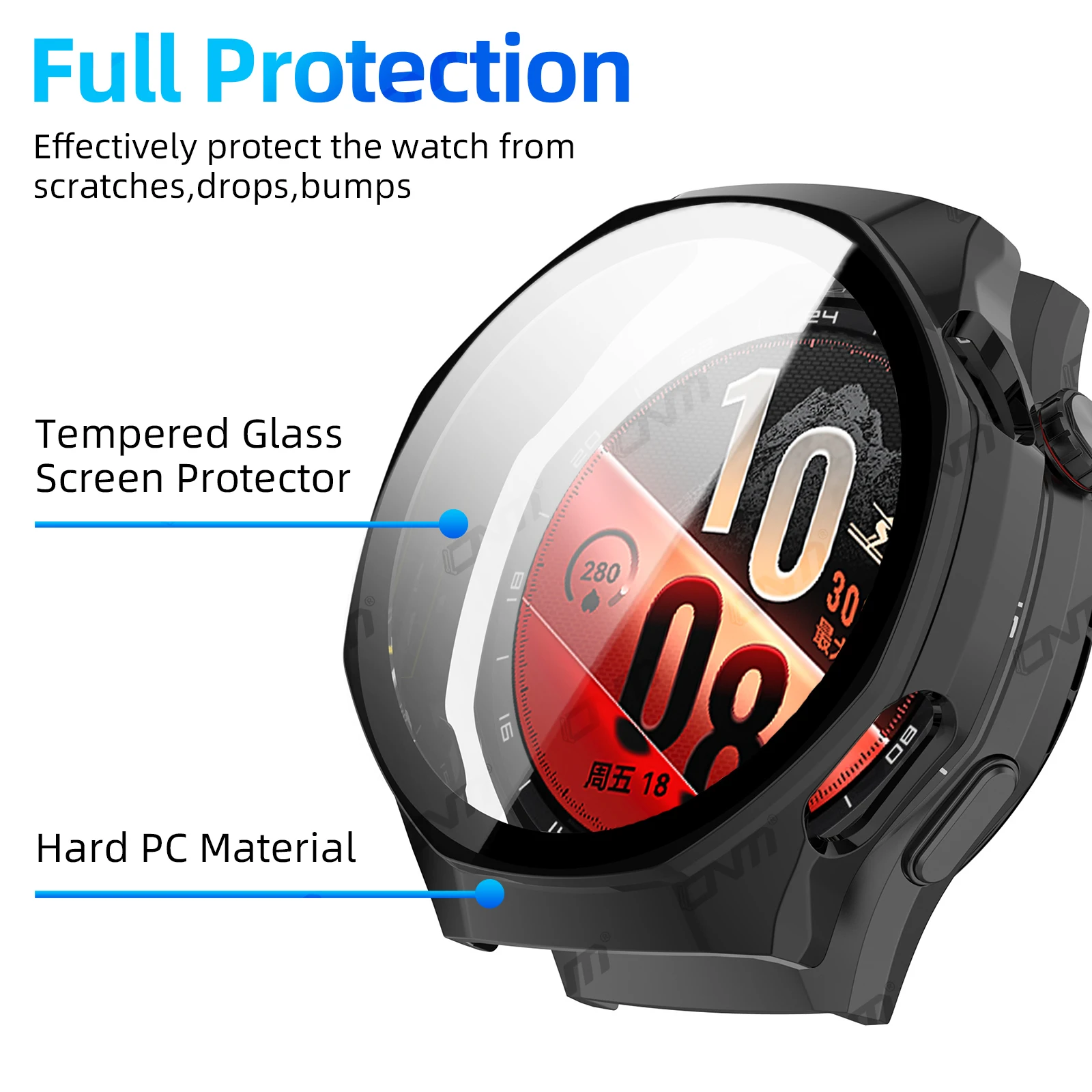 Premium Tempered Glass Screen Protector & Durable Protective Bumper for Smartwatch – Anti-Scratch, Hard PC Casing