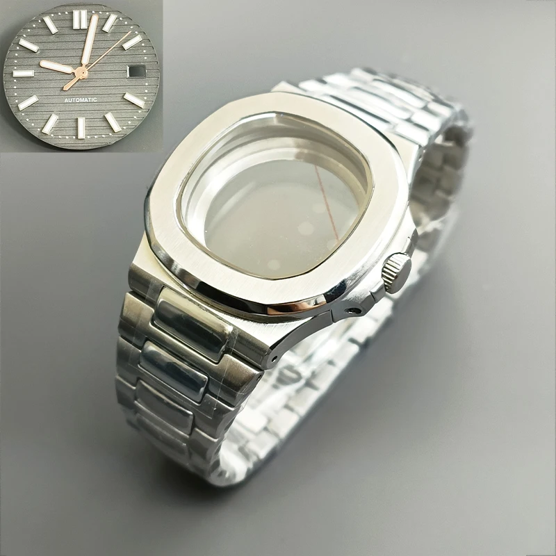 39 mm Nautilus-Stahluhrengehäuse, transparente Rückseite, Installationszifferblatt + Zeiger + Edelstahlarmband, passend für NH35 NH36 4R-Uhrwerk, Saphirglasgehäuse – Detail 9