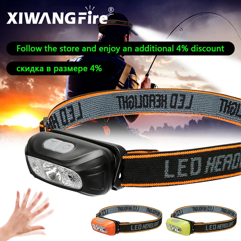 

Mini Headlamp USB Rechargeable Head Lamp Portable Fishing Flashlight 5W LED Torch Headlights Front Lantern with Built-in Battery