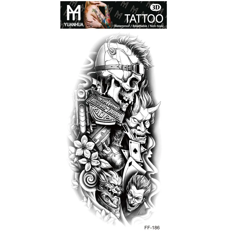 Size:208x95mm New Waterproof Animal, Terrifying Temporary Tattoo Tiger Head Totem Tattoo Sticker 6