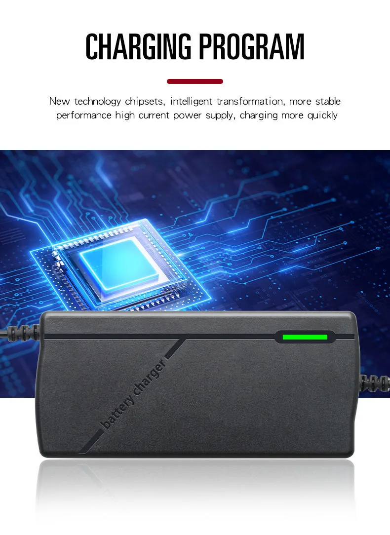 High-performance multi-voltage lithium battery smart fast charger with EU plug