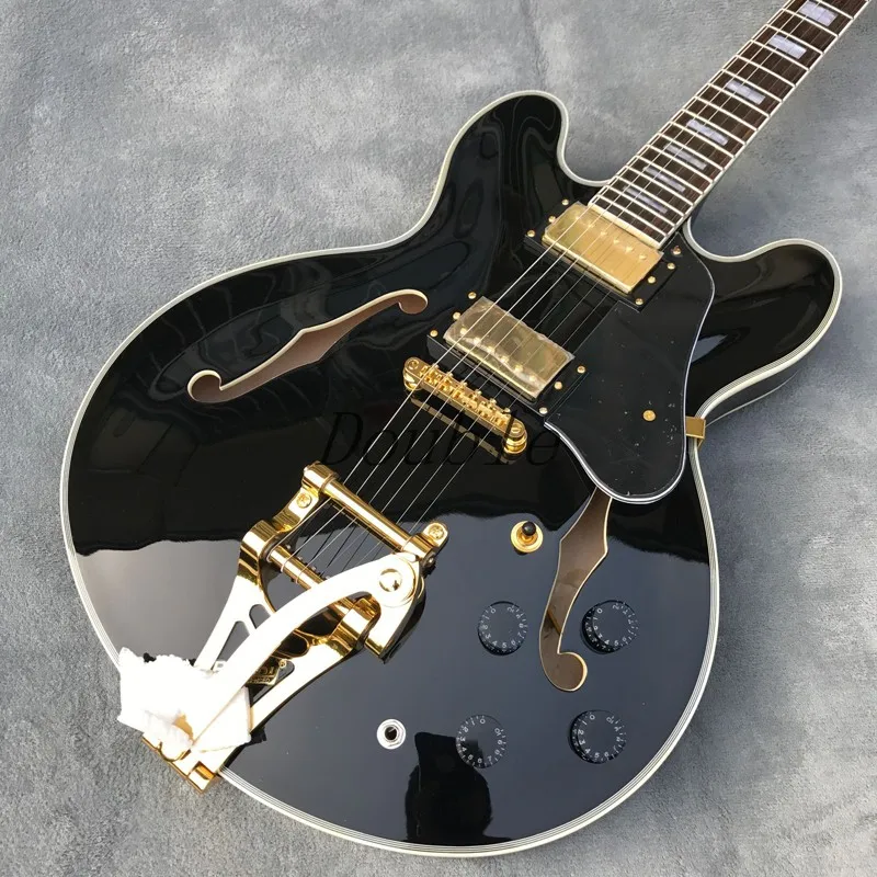 Black Jazz Guitar Gold Hardware High Quality Electric Guitar Free black-jazz-guitar-gold-hardware-high-quality-electric-guitar-free