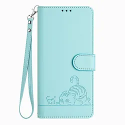 Luxury RFID Blocking Leather Wallet Phone Case with Card Slots for TCL 40SE (Mint Green EK)