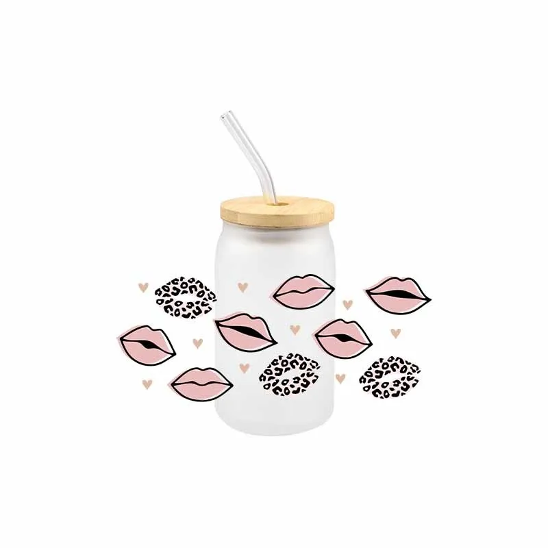 Lips UV DTF Transfer Stickers DIY Iron On Transfer Decals For Wraps Cup Libbey Glaas Cup