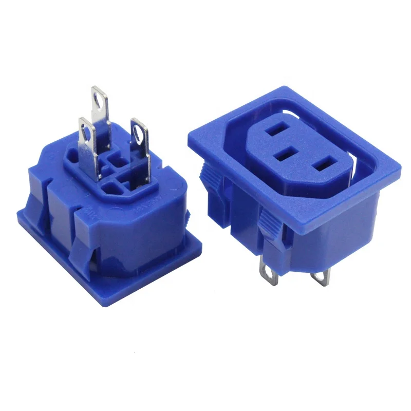 

Blue IEC 320 C13 Panel Outlet Power Socket Clamp Type Connector AC 250V 10A