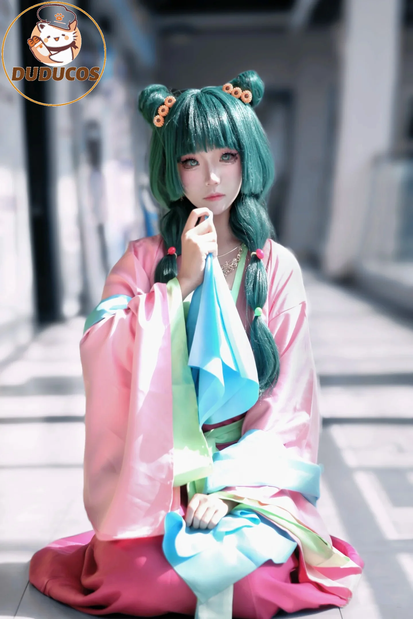 マオマオ-女性用ウィッグ付きコスプレ衣装,ピンクのガーモダンドレス