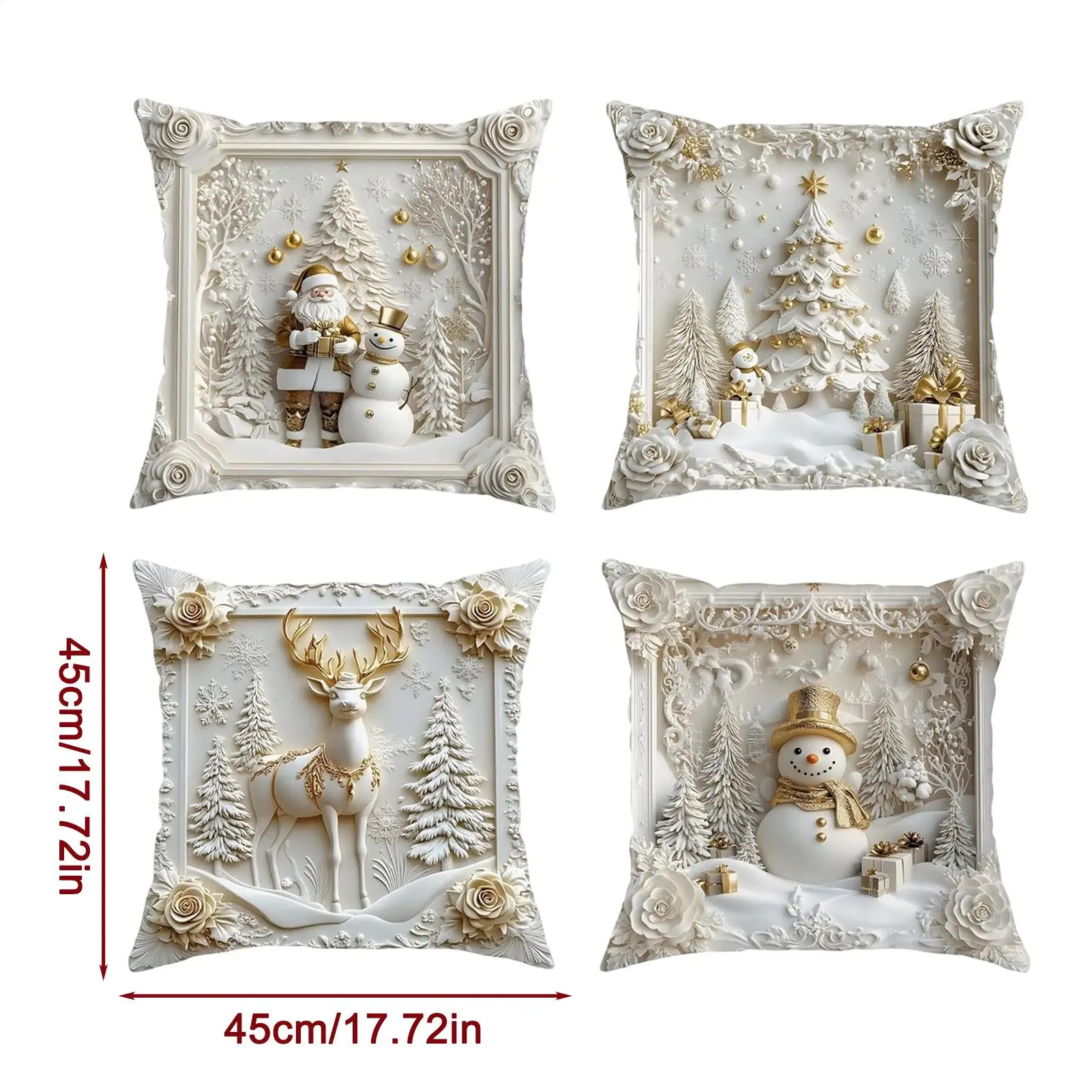 Christmas Throw Pillow Covers 4 Pieces 18 X 18 Inch Elk Holiday Supplies Winter Christmas Pillow Covers For Reading Sitting