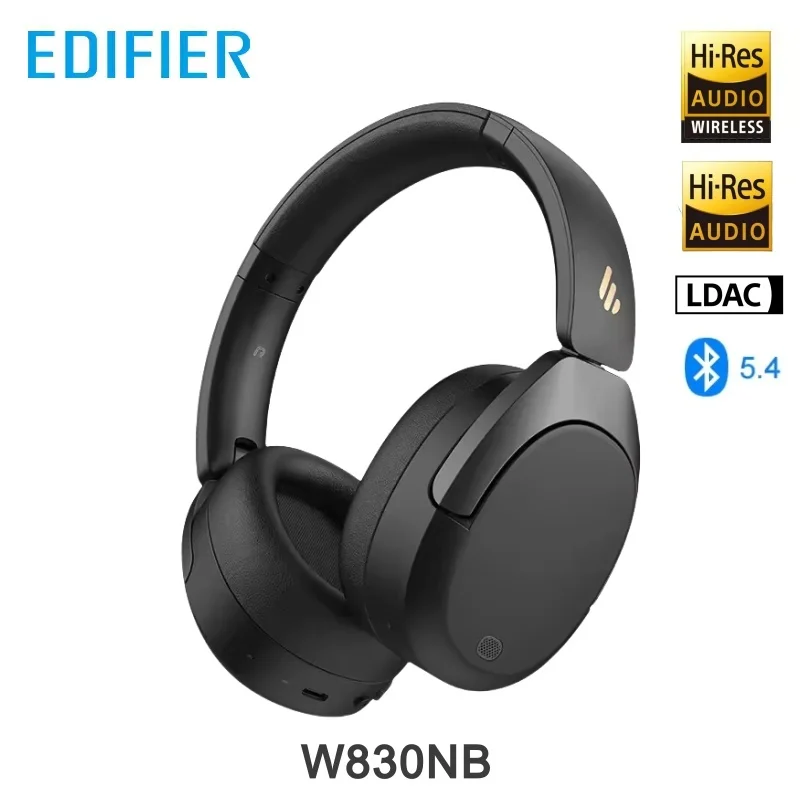 Edifier W830NB Wireless Headphones Bluetooth 5.4 -45dB Active Noise Cancelling Hi-Res Over-Ear Headset LDAC 94H Battery Life 