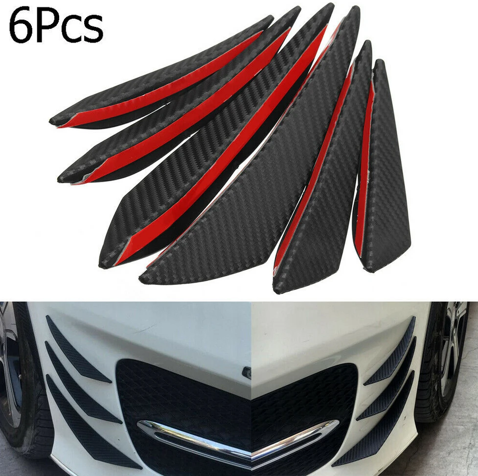 

6pcs/lot Universal Fit Front Bumper Lip Diffuser Splitter Fins Body Spoiler Canards Chin Car Tuning Canard Bumper Bade