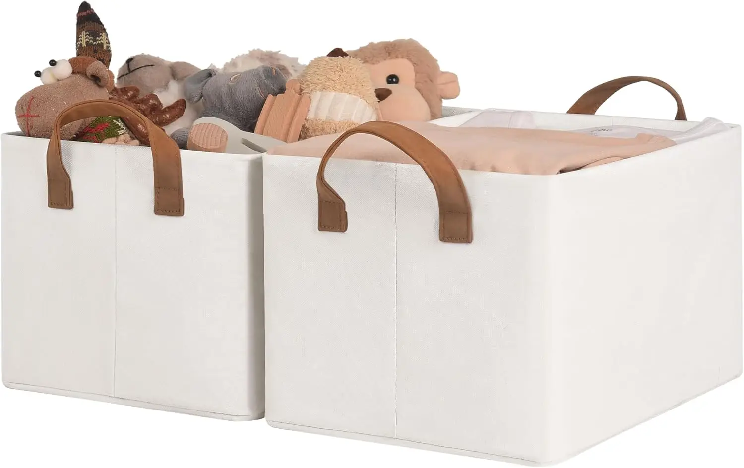 Storage Bins, Fabric Storage Bins for Shelves, Storage Baskets with Metal Frame, Closet Baskets and Bins with Handles 2