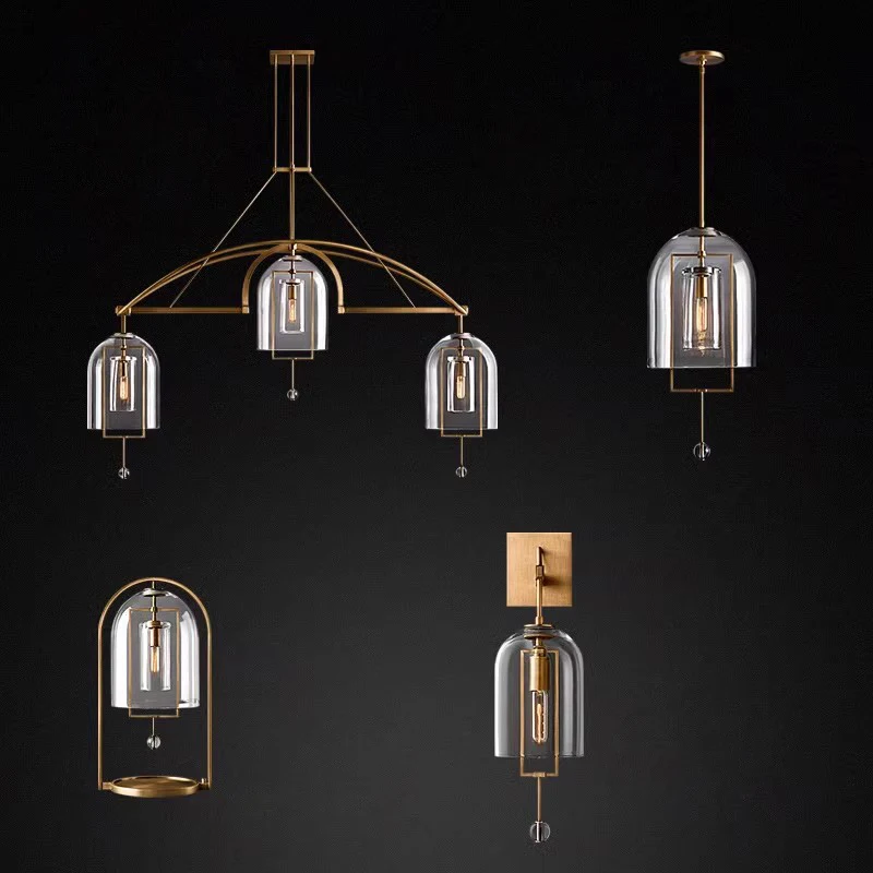 Vintage American Black Brass Chrome E14 Chandelier Lighting Hanging Lamps Suspension Luminaire Lampen For Living Room