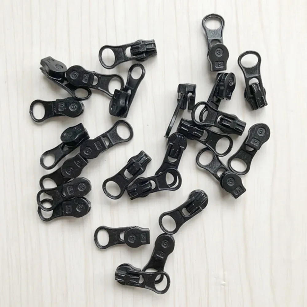 20/ 50/100Pcs 3# Black Nylon Waterproof Zipper Pull Head Clothing Pocket Accessories Reverse Pull Head