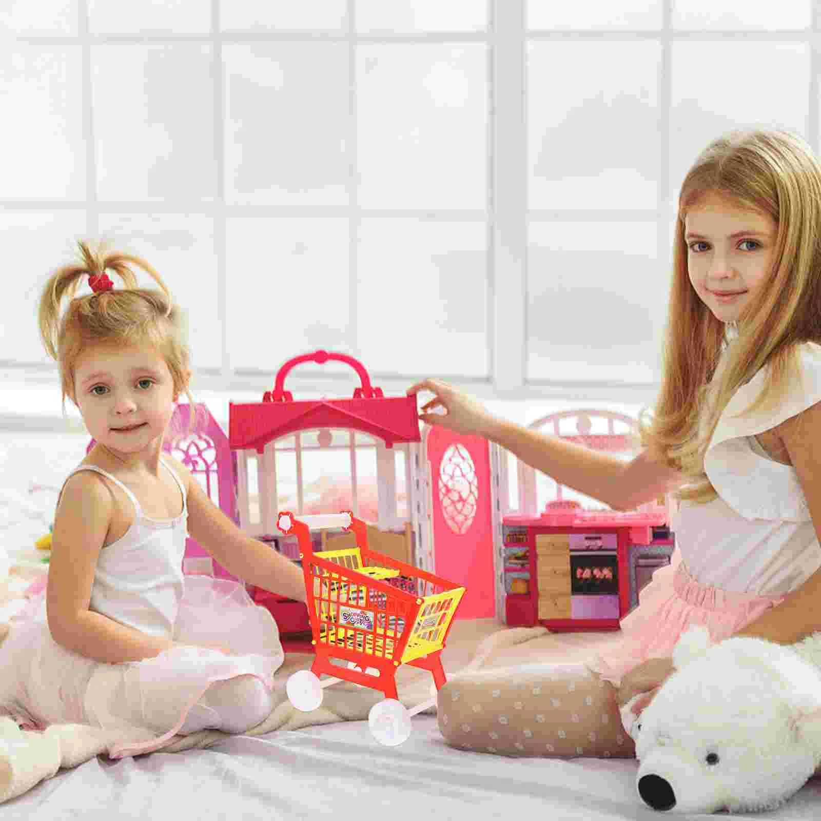 Play House Toy Shopping Trolley Kids for Grocery Cart Plastic Child Supermarket Small Puzzle 5