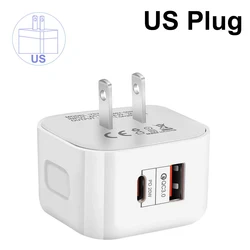 20W Dual - Port USB - C Wall Charger with Fast Charging Technology - US Plug White