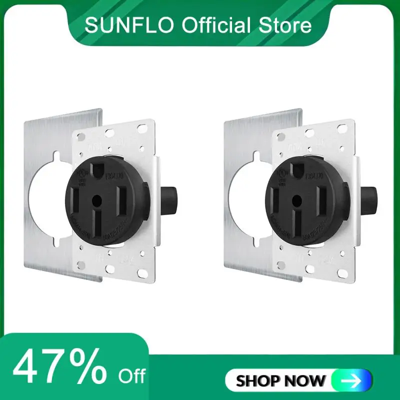 SUNFLO 2X NEMA14-50 Outlet By Industrial Grade For Even Safer,No Overheating Or Melting, EV Charging 50Amp 125/250V Receptacle