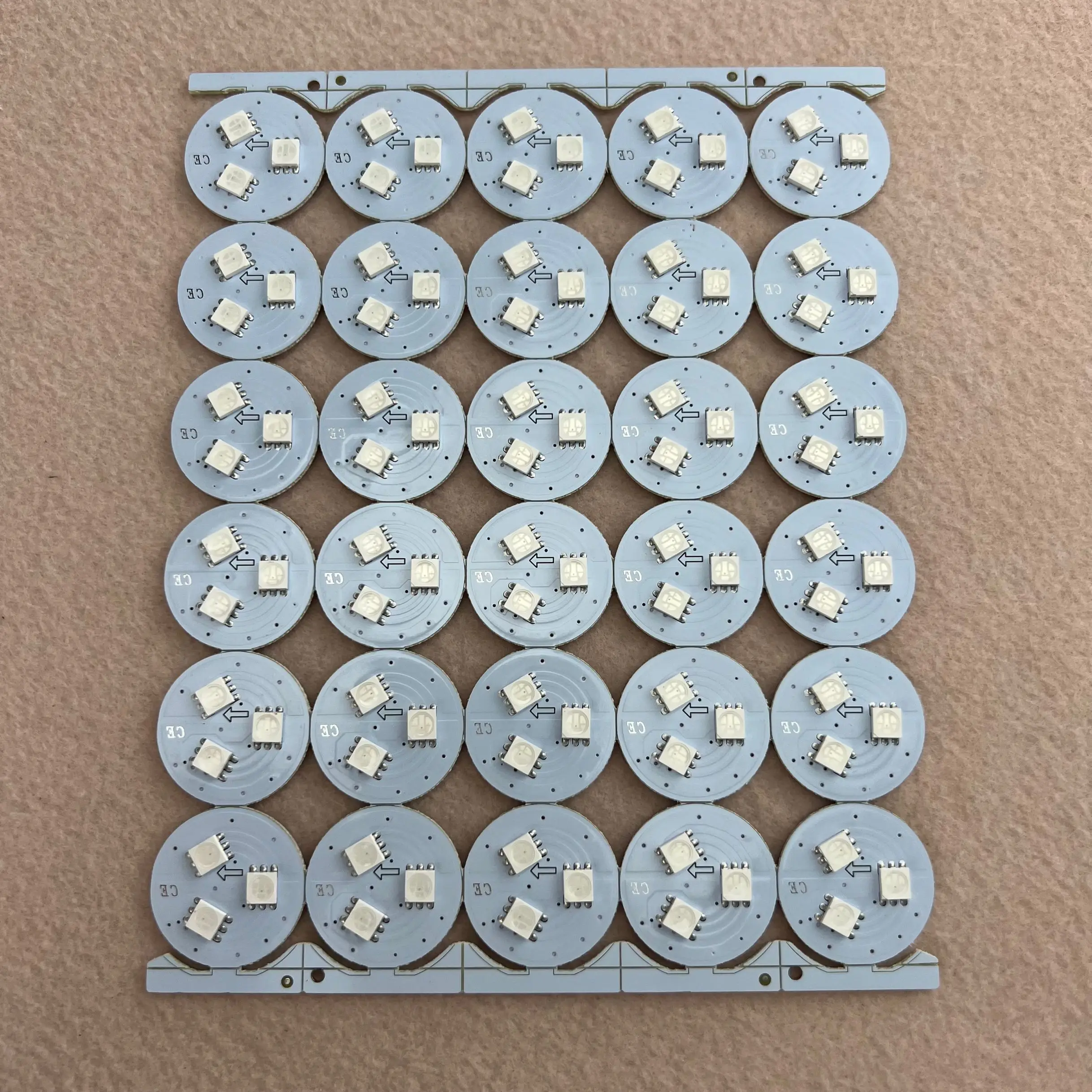 26mm diameter WS2811 PCBA with 3pcs 5050 SMD RGB LED 0.72W DC12V input