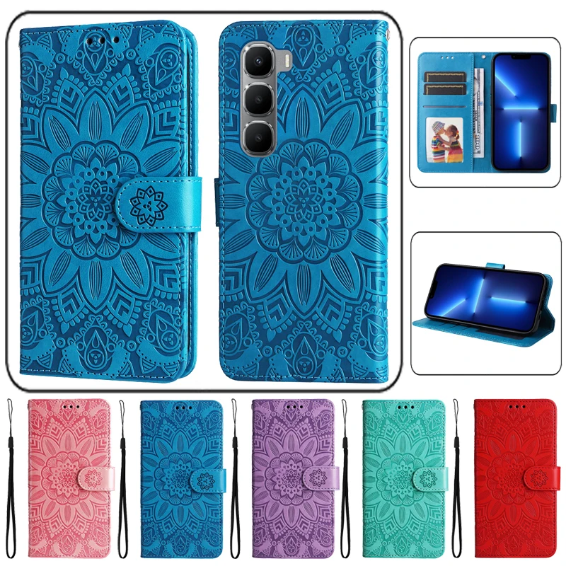 3D Sunflower Luxury Wallet Flip Case - Premium PU Leather Phone Cover