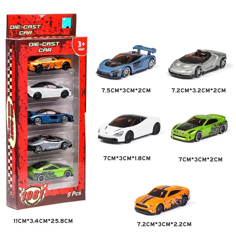 5PCS 1:60 Simulated Children Hot Wheels Toy Multi-Style Taxiing Alloy Mini Car Model Kids Pocket Small Sports Car Toys for Kids