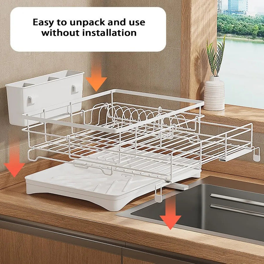 Large Dish Drying Rack Expandable Dish drainers for Kitchen CounterOver The Sink Dish Drainer Drying Rack Rustproof Dish Draine