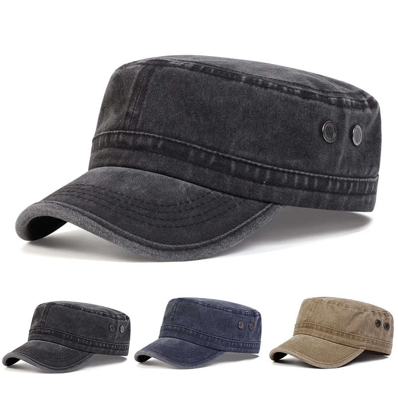 Baseball Cap Unisex Solid Color Flat Top for Spring Autumn