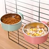 Hanging Dog Bowl Removable Stainless Steel Dog Food Bowl Water Bowl 2 In 1 Liftable Pet Cage Feeder Basin Pet Supplies