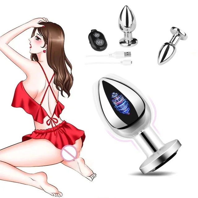 Wireless Remote Control Anal Vibrator Metal Butt Plug Men Prostate Massager Female Masturbator Adult Sex Toys