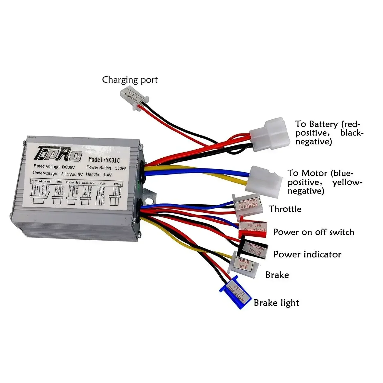 36V 350W Brush Motor Speed Controller Key on Off Switch+ Throttle Grips for DIY Bike ATV Quad Go Kart Buggy Dirt Trike Razor