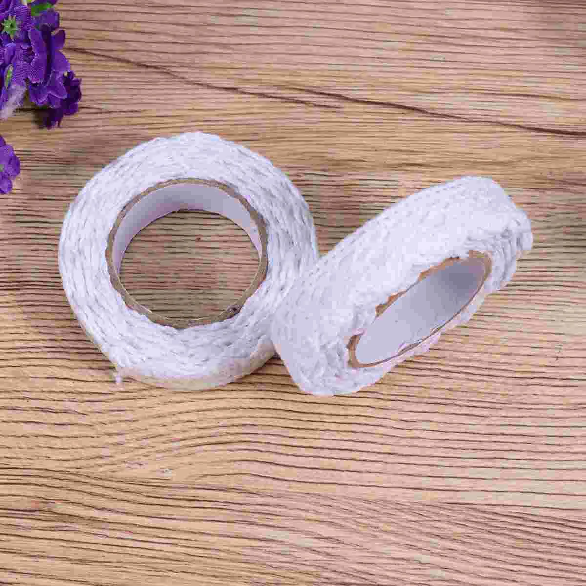 

Fabric Ribbon Tape Trim Self Adhesive Washi Tapes Decorative Masking Tapes for Craft DIY Scrapbook Ribbon 2pcs White