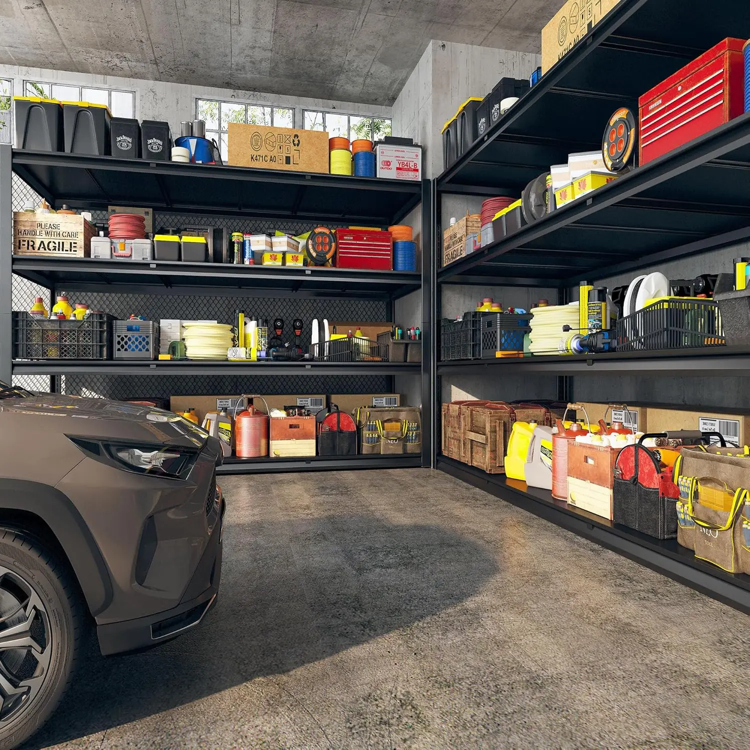 60 "W Garage Shelf 2650LBS Heavy duty Shelf, Adjustable 4-Layer Metal Shelf, 60" W x 24 "D x 60" H 2