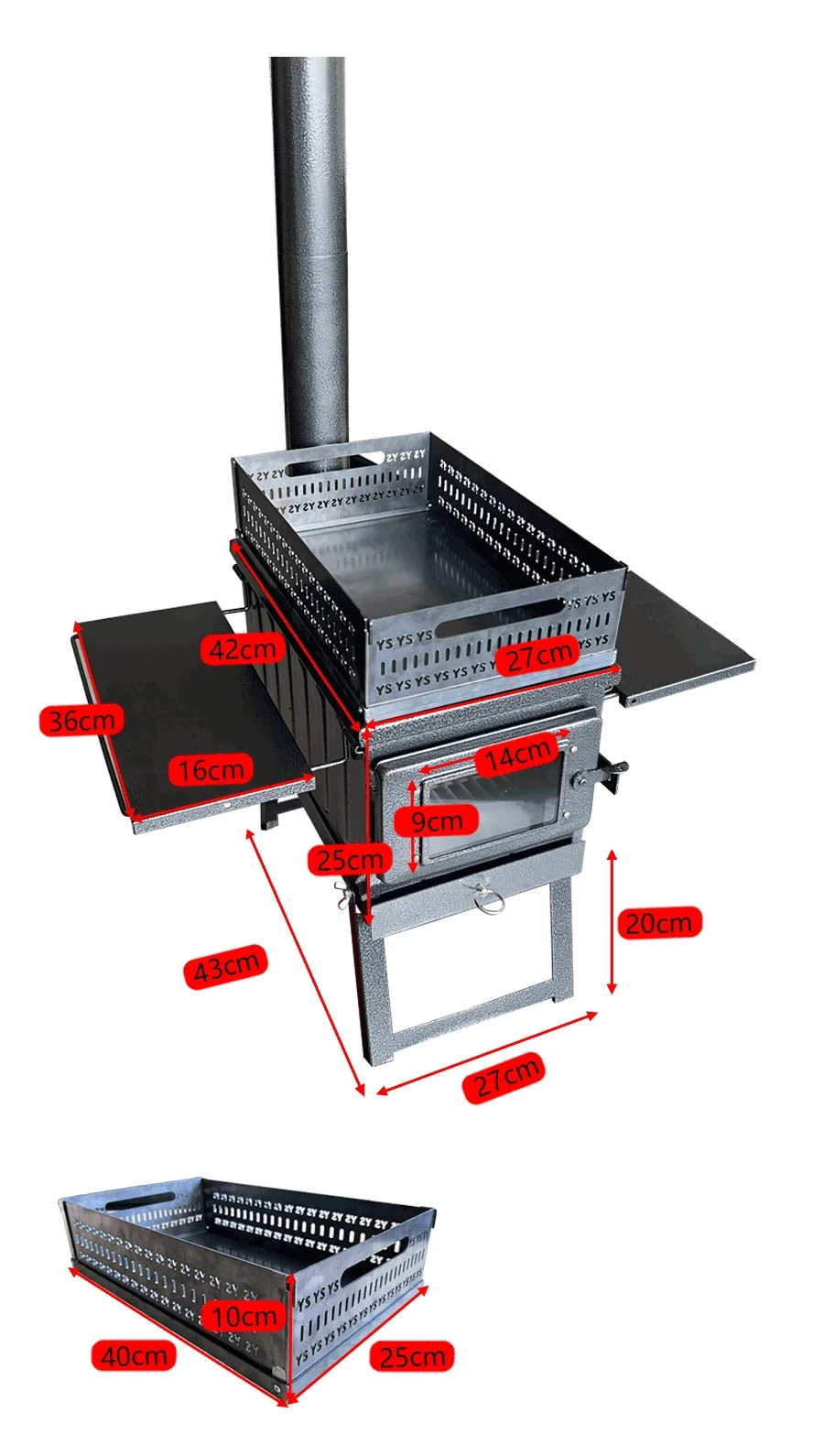 Camping Folding Wood Stove Charcoal Firewood Storage Sauna Stove Tent Heating Fi