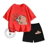 Hit Youth Sunshine Capybara Cartoon Print Design O Collar Delicate Short Sleeves and Shorts Summer Children School Two-piece Set 1