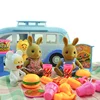 Camping Car Kids Picnic Ice Cream RV Set 1:12 Forest Animal Family Dolls Parasol Table Chair Stickers Suit Pink Children Toys 5
