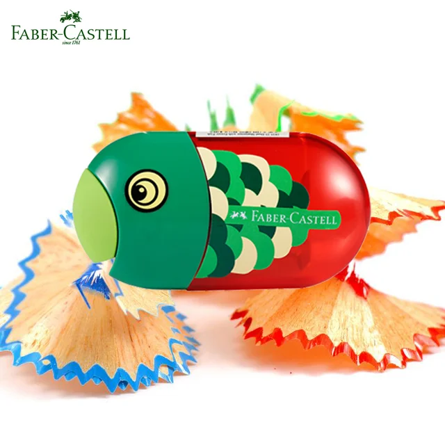 Faber-Castell Double Hole Pencil Sharpener with Built-in Eraser | Mini Cute Manual Sharpener Students Portable Travel Stationery 1