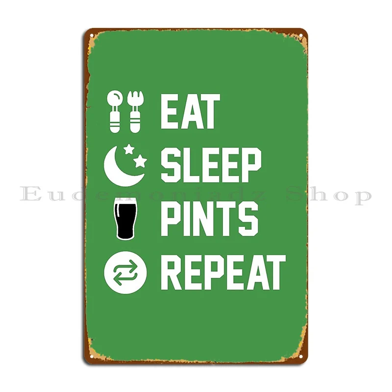 

Пинты Eat Sleep повторный металлический знак надпись ржавый гараж индивидуальный жестяной знак плакат
