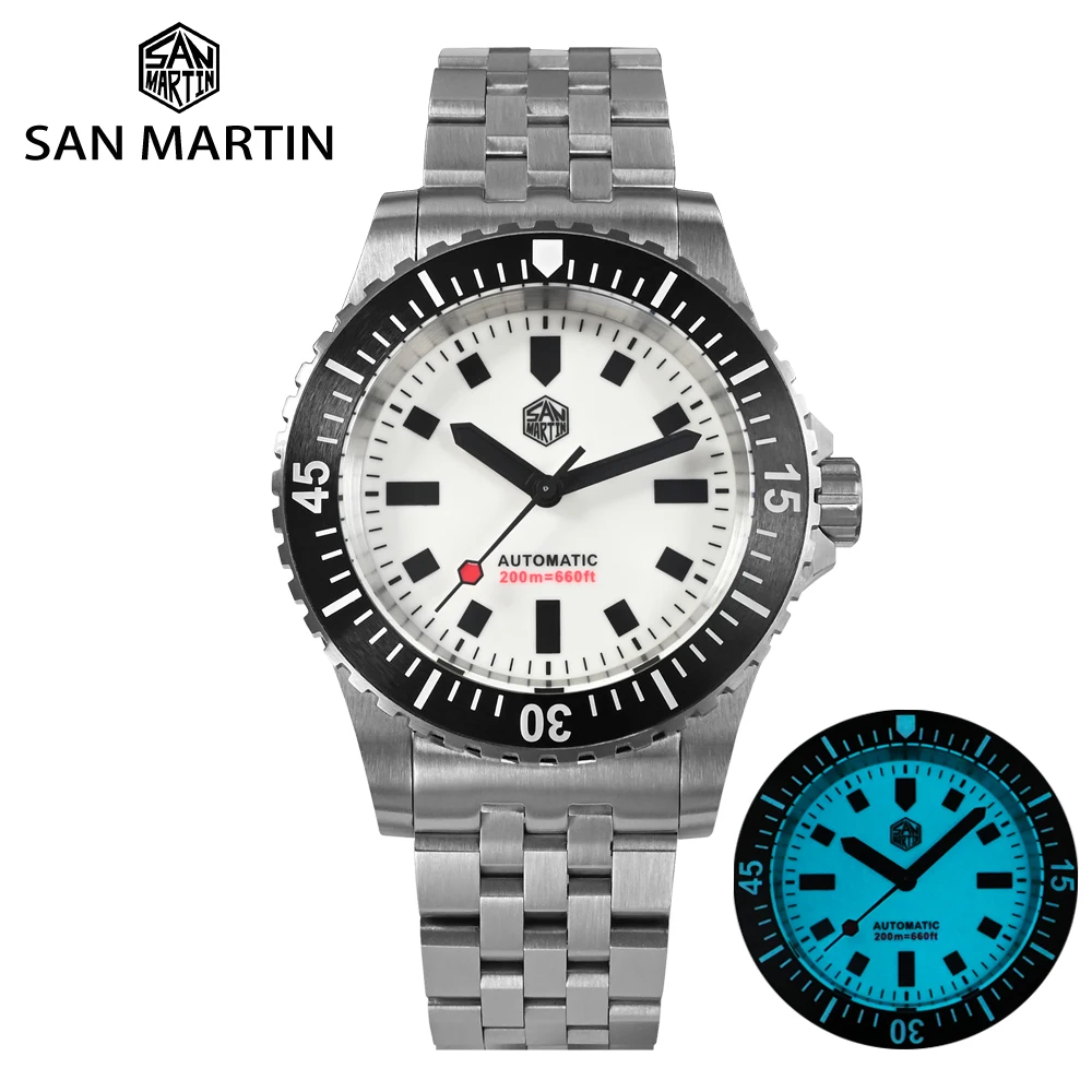 San Martin Men Diving Watch 41mm Miyota 8215 Original Design Automatic Mechanical Bracelet Waterproof 20 Bar Luminous BGW9 deskar 100% original c40 4d metal drill bits 41mm 60mm cnc wate depth indexable u drill machinery lathe for spmg carbide inserts