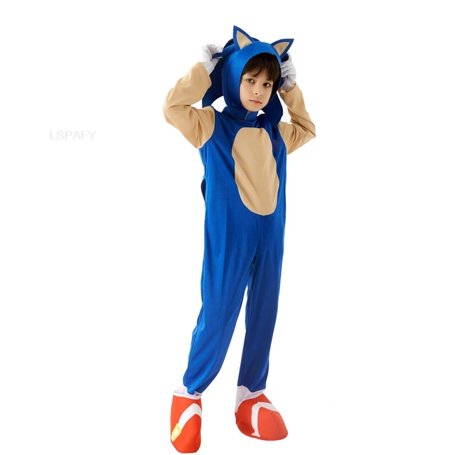 Boys Sonic Shadow The Hedgehog Costume Kids Child Cosplay Party Jumpsuit  Outfit