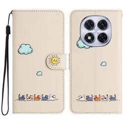 Elegant Leather Flip Wallet Case with Kickstand and Card Holder for RM Note14ProPlus 5G (WHITE)