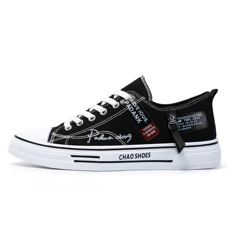 Casual Shoes Men's Canvas Shoes Male Sneakers Breathable Men Sports Shoes Black Cloth Shoe Trend Letter Men Shoe Low Cut Sneaker 6