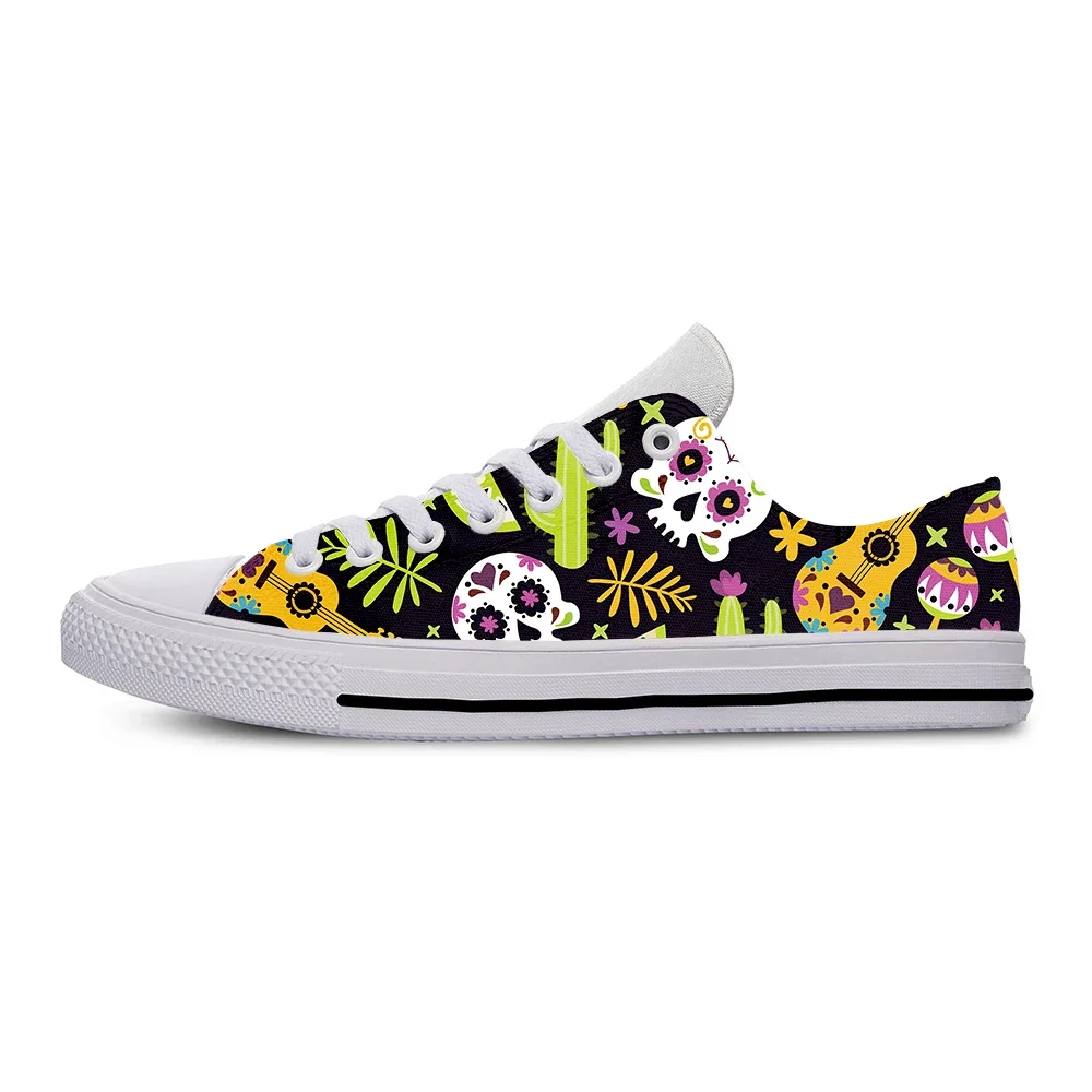 Hot Cool Day of The Dead Halloween Skull Hot Funny Fashion Sneakers Casual Cloth Shoes  Women Men Low Top Classic Board Shoes