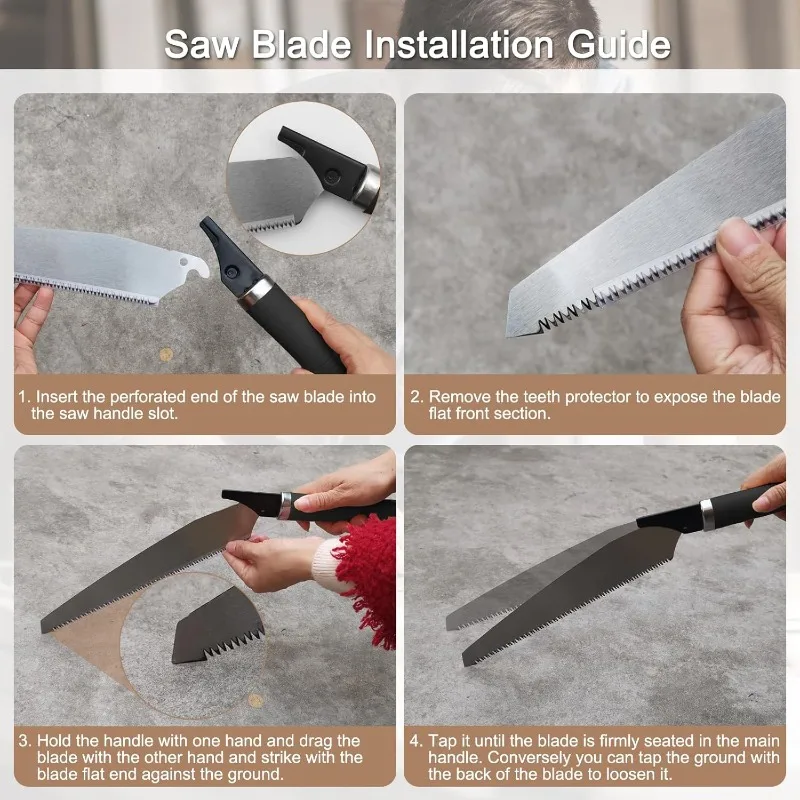 Japanese Pull Saw 10 Inch Hand Saw with Detachable Blade Wood for Woodworking Gardening
