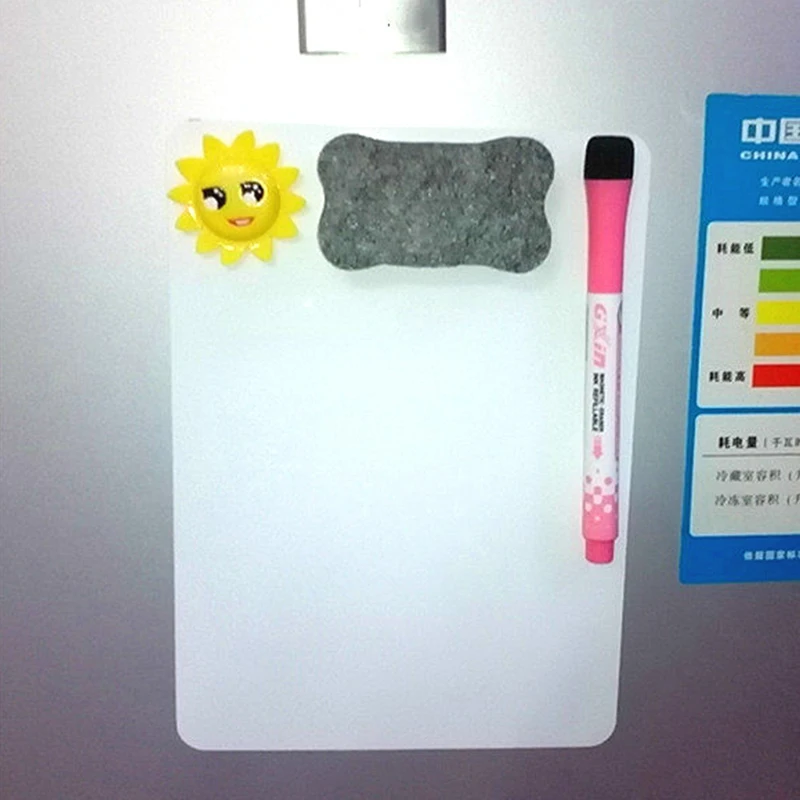 Magnetic Fridge Board 3Pcs/Set Magnetic Whiteboard Fridge Magnets Dry Wipe White Board Marker Eraser Writing Record Message Board Remind Memo Pad