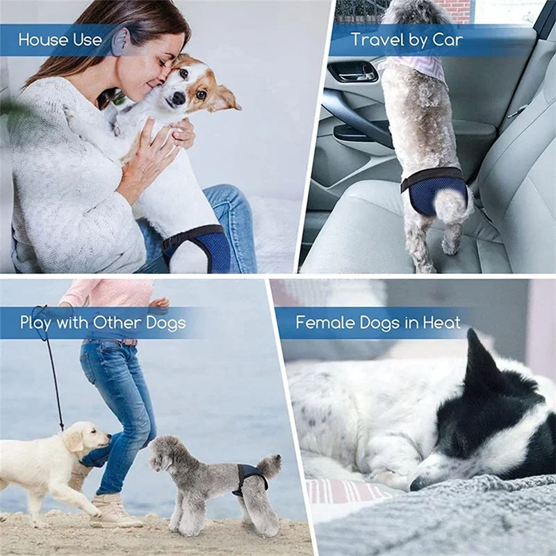 Female Dog Panties with 3 Cotton Pads Reusable Diapers Pet Breathable Mesh Flexible Adjusting Buckle Washable Sanitary Wraps dog diapers,pet diapers,dog nappies