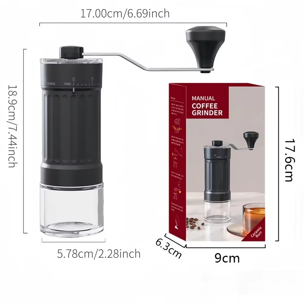 Premium Manual Coffee Grinder with 40-Gear Adjustable Ceramic Grinding Core
