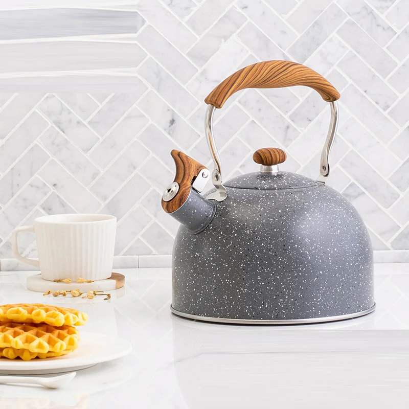 

Чайник индукционный из нержавеющей стали, Мраморная складная ручка, газовый индукционный выдувной чайник, бытовые товары, чайник для горячей и холодной воды