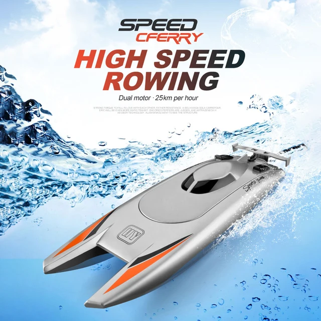 2.4GHz High Speed Racing Boat Waterproof Rechargeable Model Electric Radio Remote Control Speedboat 25km/h RC Speed Boat Model 2