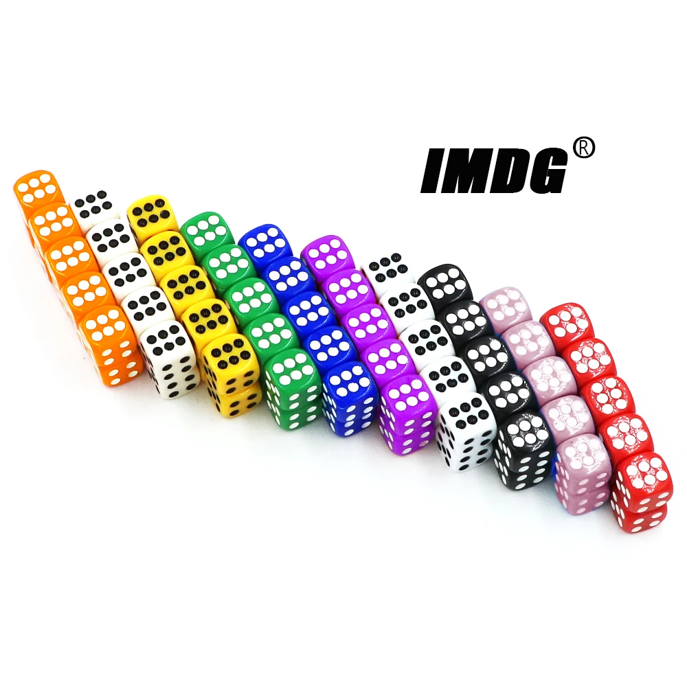 14mm Acrylic Game Dice Accessories #14 Round Corner Cubes Colorful Dot Drinking Dice 100pcs/Pack game dice dice set acrylic dice